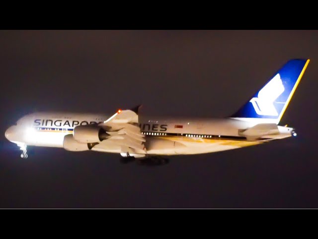 INCREDIBLE Airbus A380 NIGHT Landing & Takeoff | Singapore Airlines | Melbourne Airport