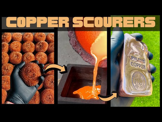 Kitchen Copper Scourer Melt - ASMR Metal Melting - BigStackD Brillo Bullion Bar - Trash To Treasure?