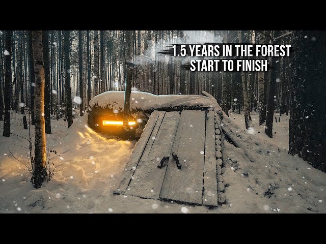 1.5 years in the forest. Building of a dugout from start to finish. 1.5 years in 1 hour.