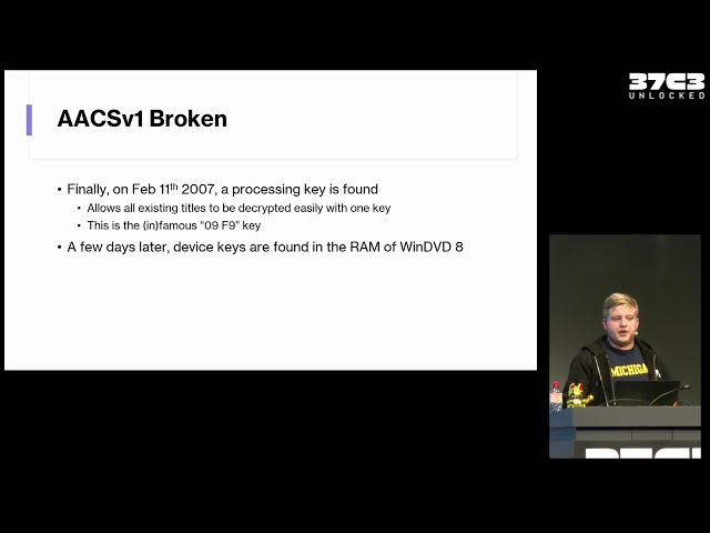 37C3 -  Full AACSess: Exposing and exploiting AACSv2 UHD DRM for your viewing pleasure