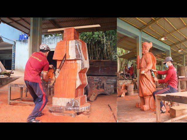 The Biggest Woodworking - making wooden Vietnamese super Hero.