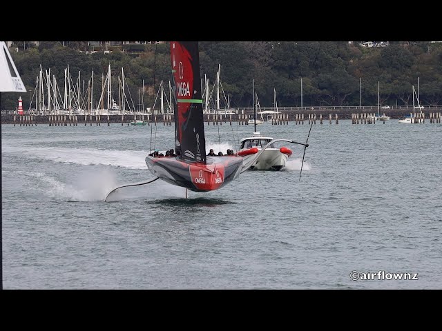 Emirates Team New Zealand America`s Cup Defender Sailing on the Waitemata  Auckland  August 10 ,2020