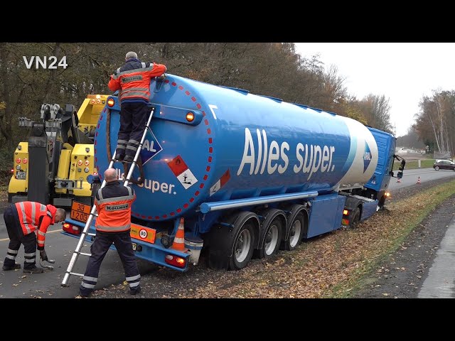 20.11.2021 - VN24 - Exemplary recovery of a stuck fuel tanker truck