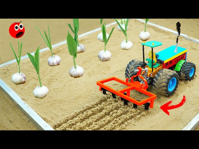 Diy mini tractor making agriculture cultivator for Garlic Farming | pough machine @sanocreator