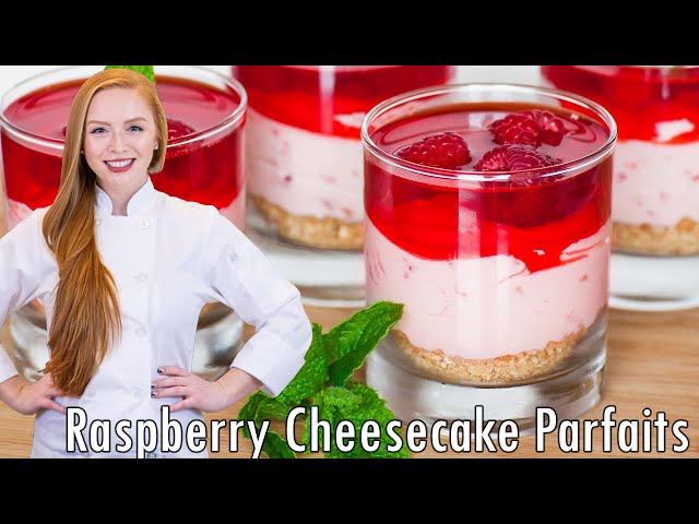 NO-BAKE Raspberry Cheesecake Parfaits - AMAZING!! With Jello Topping!