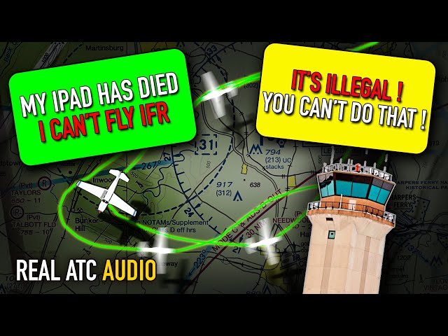 Pilot CAN'T FLY IFR because his IPad has died. Martinsburg. REAL ATC