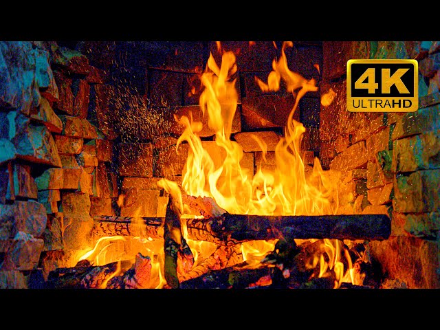 Cozy Fireplace 4K 3 Hours & Crackling Fire 🔥 Relaxing Fireplace Sounds for Relaxation, Stress Relief