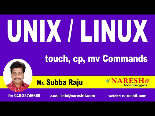 Unix touch, cp, mv Commands | UNIX Tutorial | Mr. Subba Raju