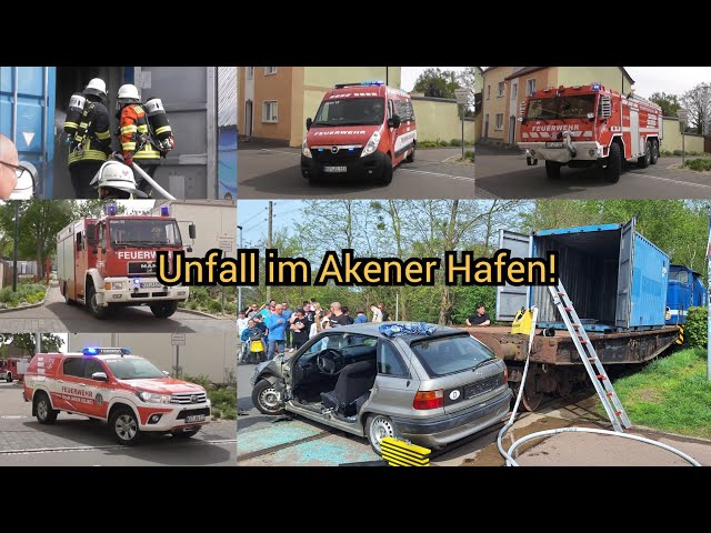 Zugunfall mit PKW mit Brand - 2 Verletze Personen - Einsatzalarm FF Aken(Elbe) mit 5 Fahrzeugen