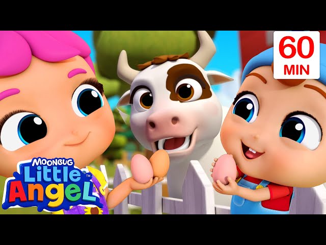 Meet Farm Animals 🐏🐄🐔 | Little Angel | Kids Cartoons & Nursery Rhymes | Moonbug Kids