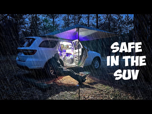 Solo Car Camping with Rain and High Winds! Off-Grid SUV Camping