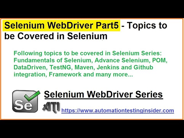 Selenium WebDriver | Part5 | Topics to be Covered in Selenium WebDriver