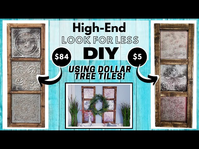 DOLLAR TREE Metal Look Tiles & Wood Wall Decor | HIGH END DIY Look for Less | Shutter Style | $5 DIY