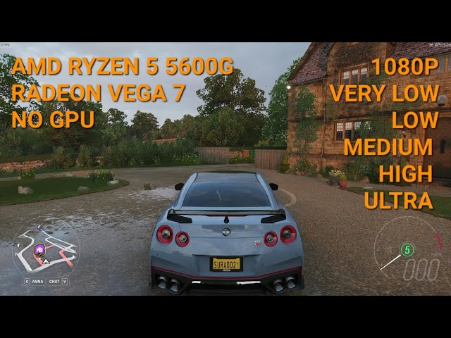 FORZA HORIZON 4 ON AMD RYZEN 5 5600G NO GPU || 1080P ALL GRAPHICS SETTINGS || GAMEPLAY