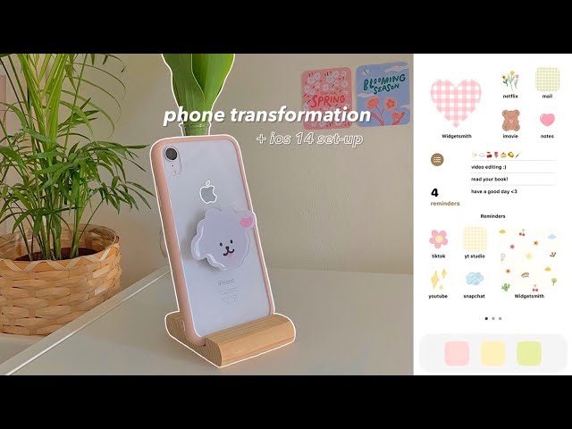 phone transformation 🍡 | aesthetic ios 14 setup, phone accessories, cute widgets