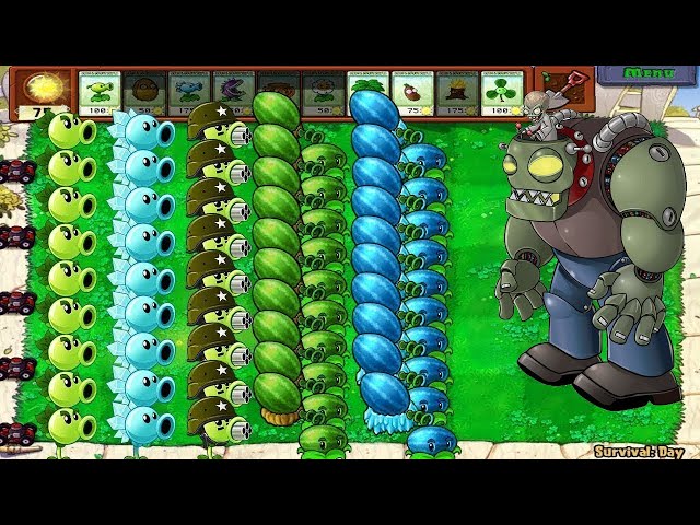 Plants vs Zombies Minigames Zombotany 2 - 99 Gatling Pea vs Winter Melon vs Zombies