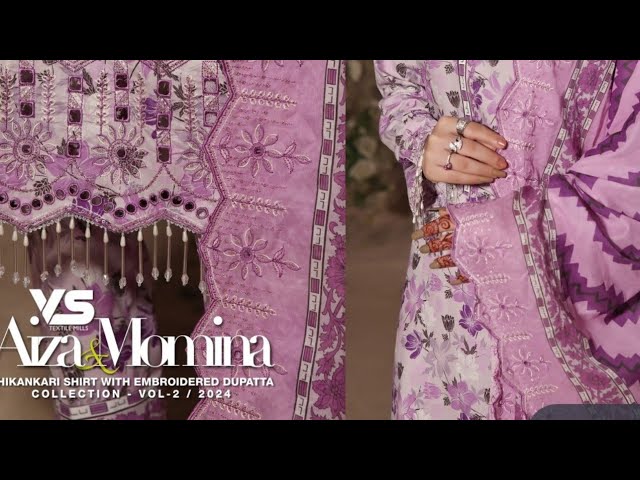 AIZA MOMINA Chicken kari All over lawn 2024 with cutwork dupatta colection
