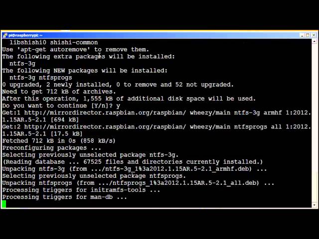 Raspberry Pi Enabling full read write support for NTFS