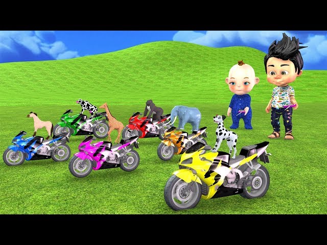 Animals Bike Race - Wild Animals Toys - Online Shopping Motorbike Toys For Kids - Animation Cartoons