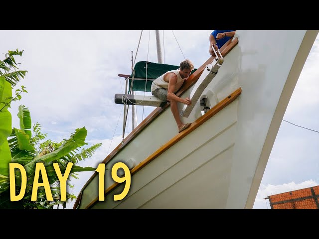 Installing Yabá's anchor bow roller (complete boat rebuild) — Sailing Yabá 187