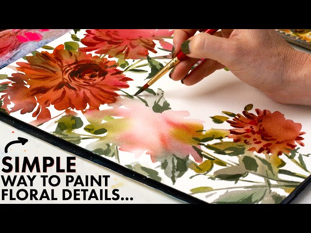 A SIMPLE way to paint details of a watercolor flower!