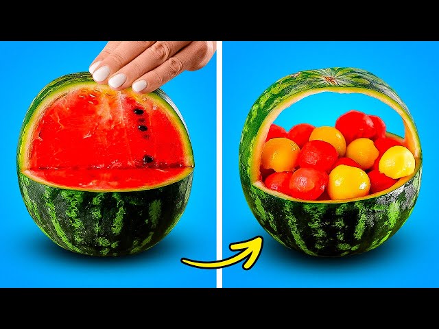 Simple Tips And Tricks To Cut And Peel Fruits & Vegetables And Cool Food Serving Ideas