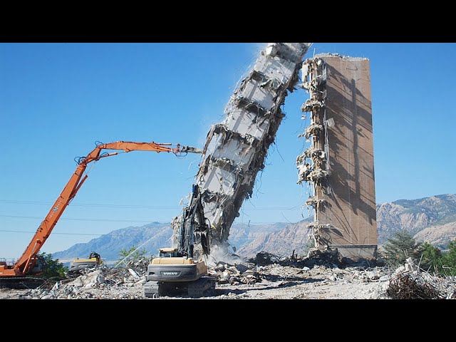 Amazing Dangerous Building Demolition Excavator Skill - Biggest Heavy Equipment Machines