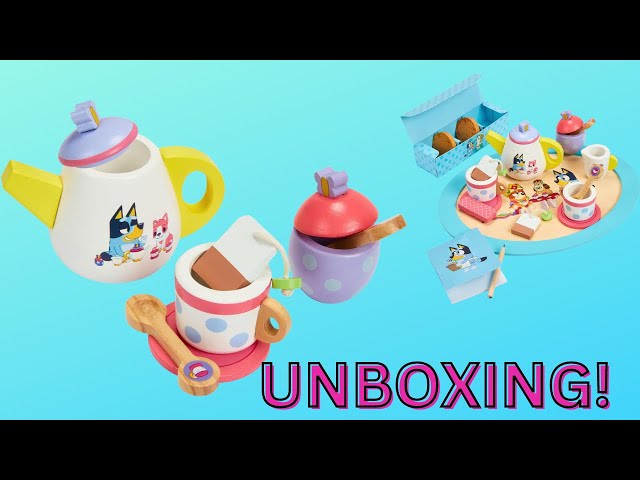 New! Bluey Tea Party Wooden Playset It's only $14.99!! #Bluey #toyunboxing
