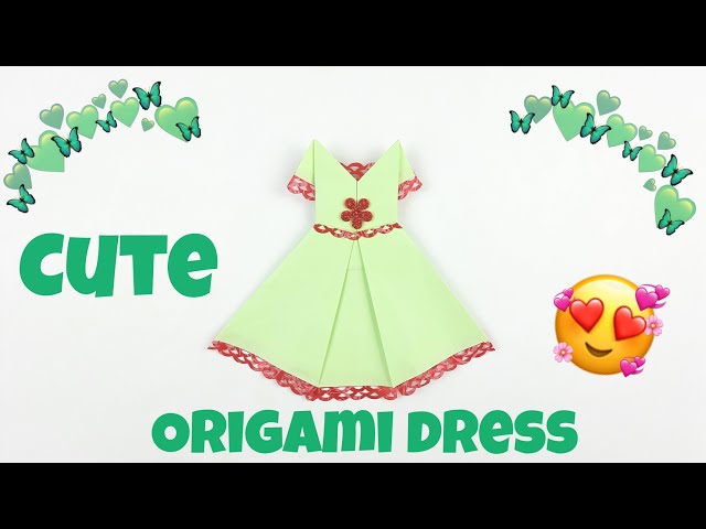 Origami cute dress handcraft paper dress اعمال يدوية