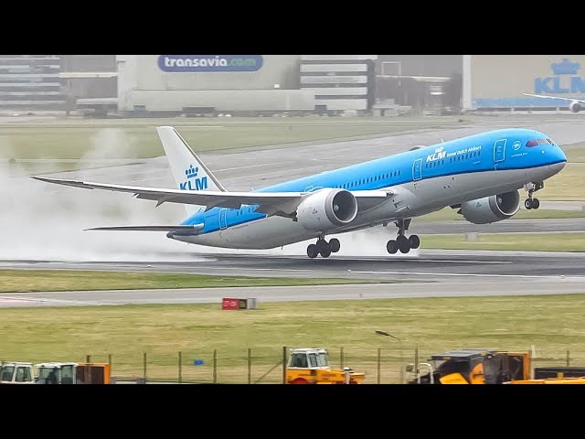 (4K) Planes struggle to land during a STORM! - Plane spotting day at Amsterdam airport Schiphol
