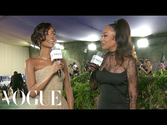 Tyla Wears Form-Fitting Sand to Her First Met Gala | Met Gala 2024 | Vogue