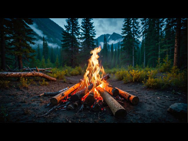 Calm crackling fire sounds, Norse ambience, Soothing leaf sound, wind sound, Relax and study