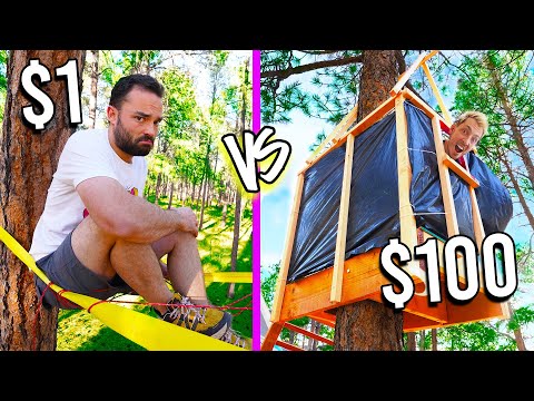 $1 VS $100 TREEHOUSES *Low Budgets ONLY Challenge*