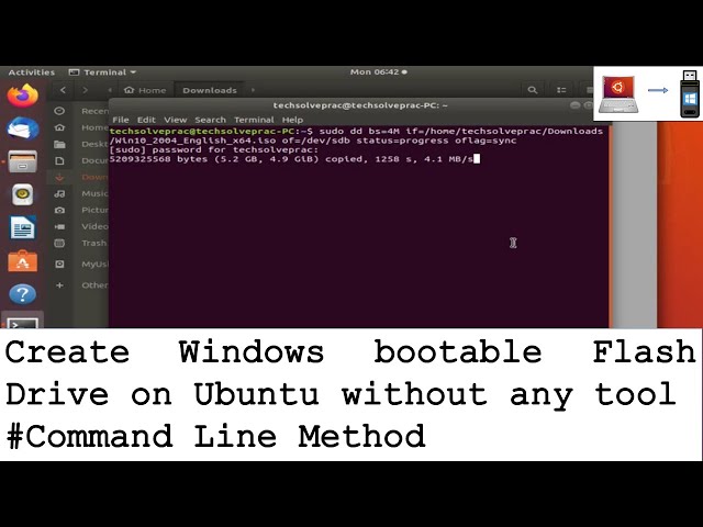 Create Windows Bootable USB on Ubuntu | Command Line Method