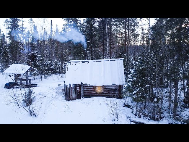 2 DAYS & 1 NIGHT IN A DILAPIDATED HUT IN WINTER / FISHING /ASMR