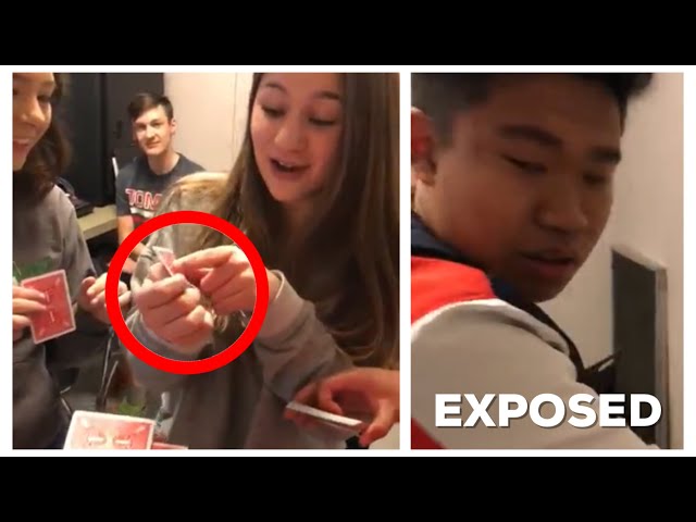Magician gets EXPOSED during a card trick..