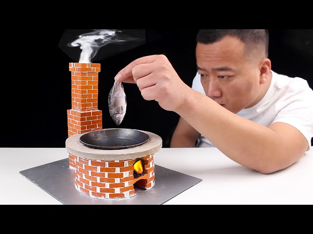 How to make a MINI STOVE with MINIATURE BRICKS and stew super delicious Small fish