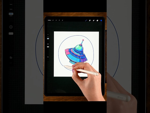 👽 Colorful UFO Art on iPad #procreate #drawingtutorialforbeginners
