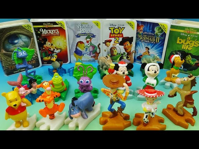 2000 WALT DISNEY'S VIDEO SHOWCASE set of 18 McDONALD'S HAPPY MEAL COLLECTIBLES VIDEO REVIEW