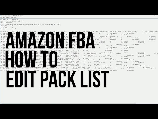 Amazon FBA Pack List Template