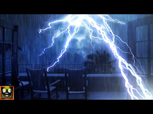 Heavy Thunderstorm at Night with Torrential Downpour, Loud Thunder and Intense Lightning Atmosphere