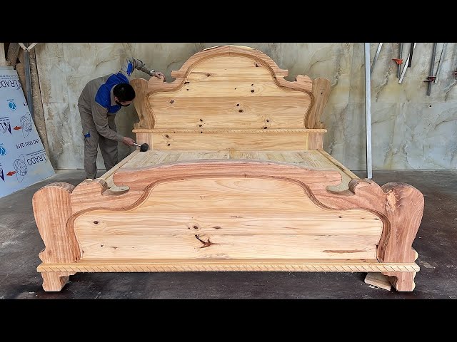 Design & Build Luxury & Unique Neoclassical Bed // Simple But Wonderful Woodworking From Round Wood