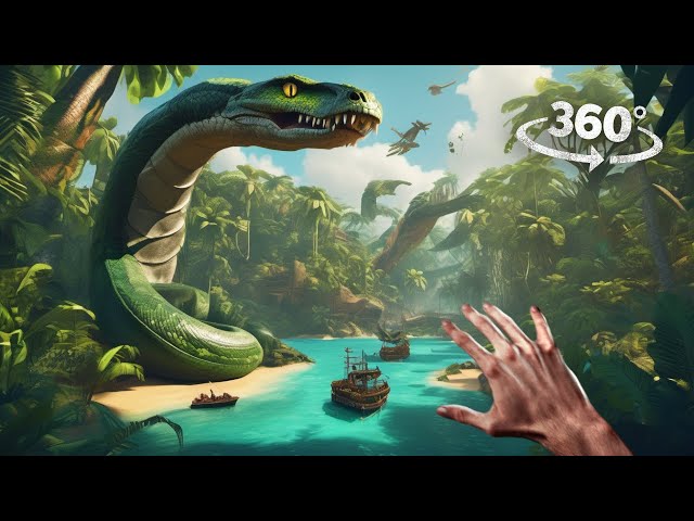 360° Boat Crash and Titanic Snake Chase In the Jungle VR 360 Survival Adventure 4K Ultra HD