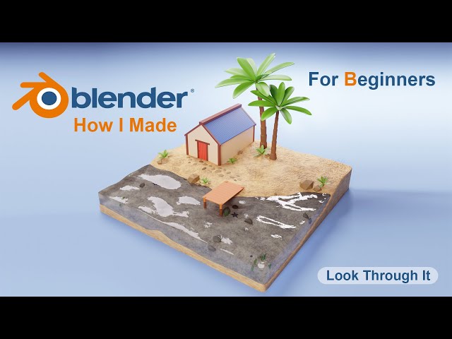 Blender 3.2 Beginner Tutorial | 3D Illustration | Beach Cottage