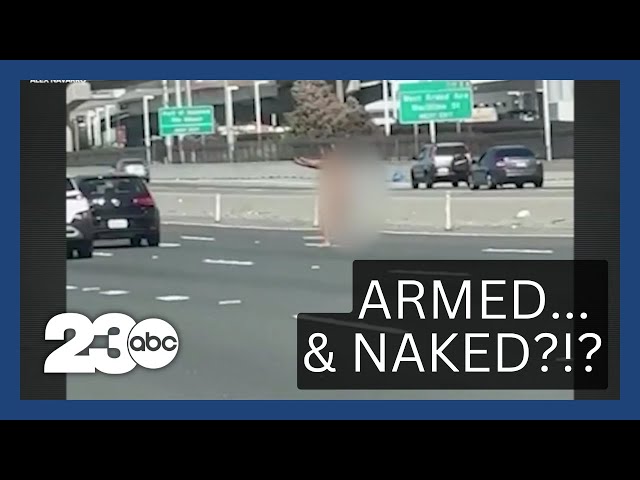 Naked woman on Bay Bridge shoots into traffic