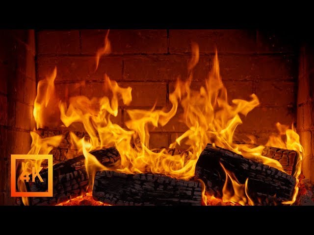4K UHD Fireplace Ambience (24/7 NO MUSIC) Fireplace with Burning Logs and Crackling Fire Sounds 🚩