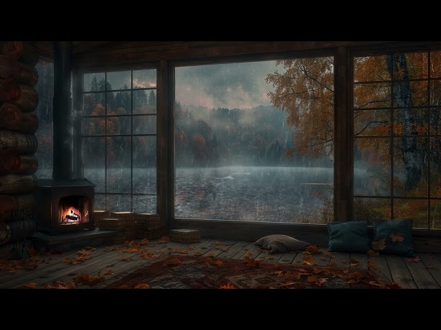 Cozy Fireplace Rainfall🔥🌧️Relaxing Rain And Fire Ambience For Sleep And Rest