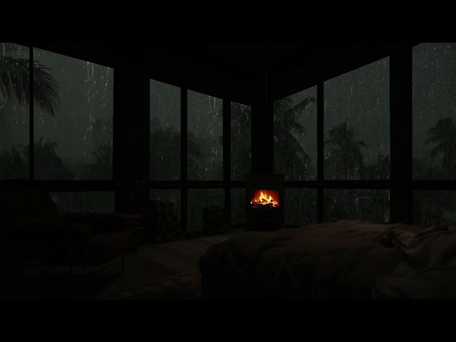 빗소리 - 창가에서 내리는 빗소리를 들으며 따뜻한 벽난로 옆에 앉아 마음의 평화를 느낍니다.