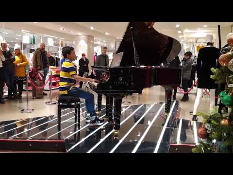 Head Banging Girl with Bohemian Rhapsody Piano Shopping Mall Cole Lam 11 Years Old