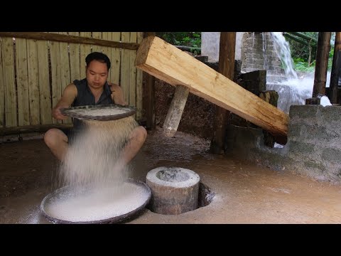 Building Water powered hammer, pounding powder, operate automatically, Primitive Skills - Ep.169